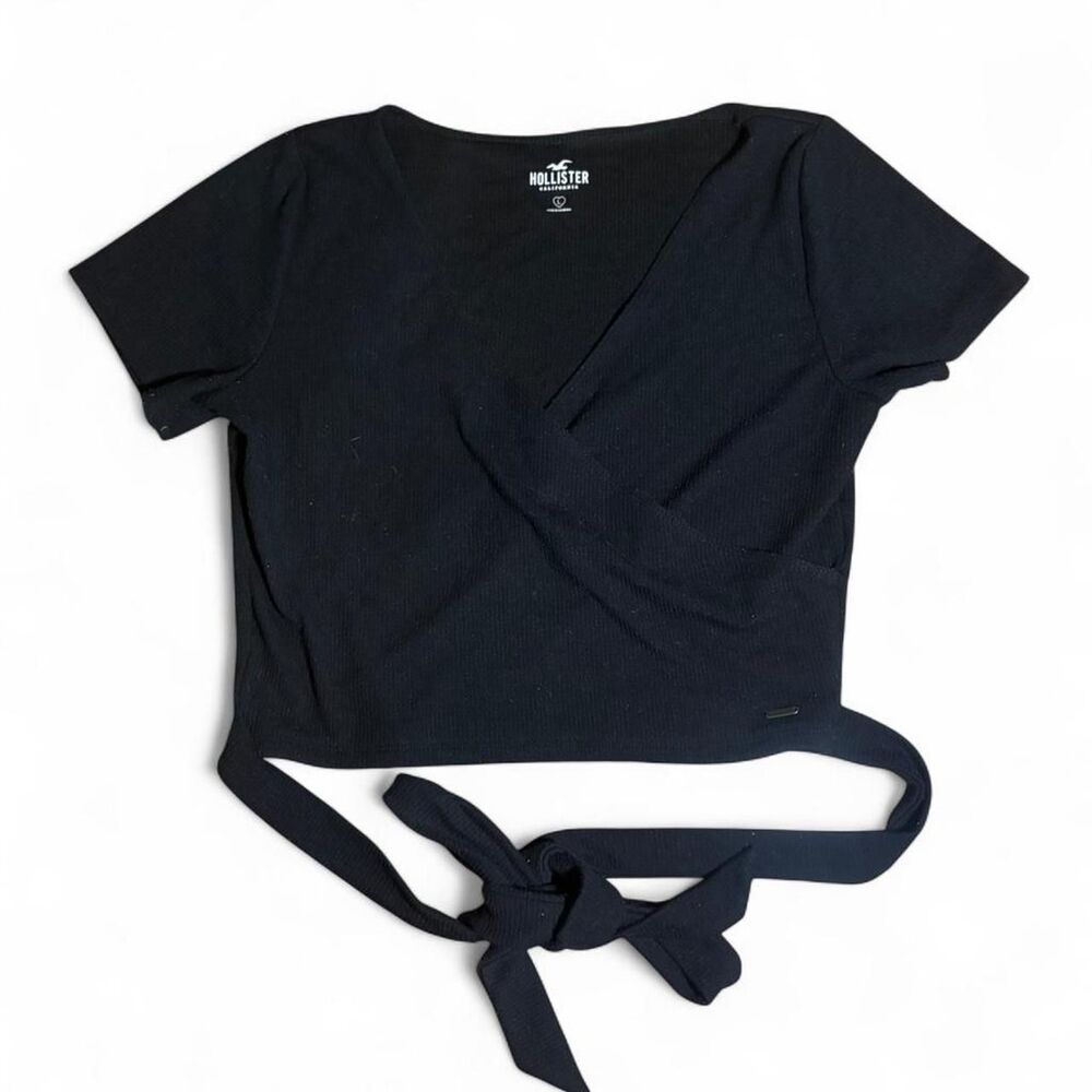Hollister-co Women's Black Tie Back Crop-top